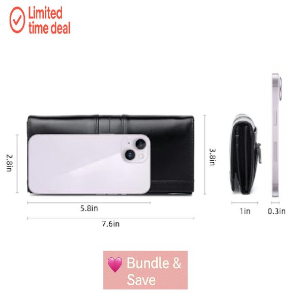 Slim RFID Blocking Leather Wallet with Coin Pocket ID Window Bifold - Picture 7 of 7